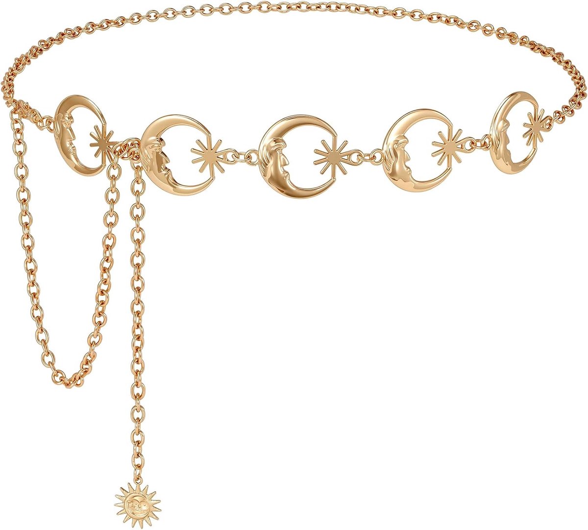 Damesriem, modieuze tailleriem, metalen kettingriem, verstelbare tailleketting, heupketting voor jurken