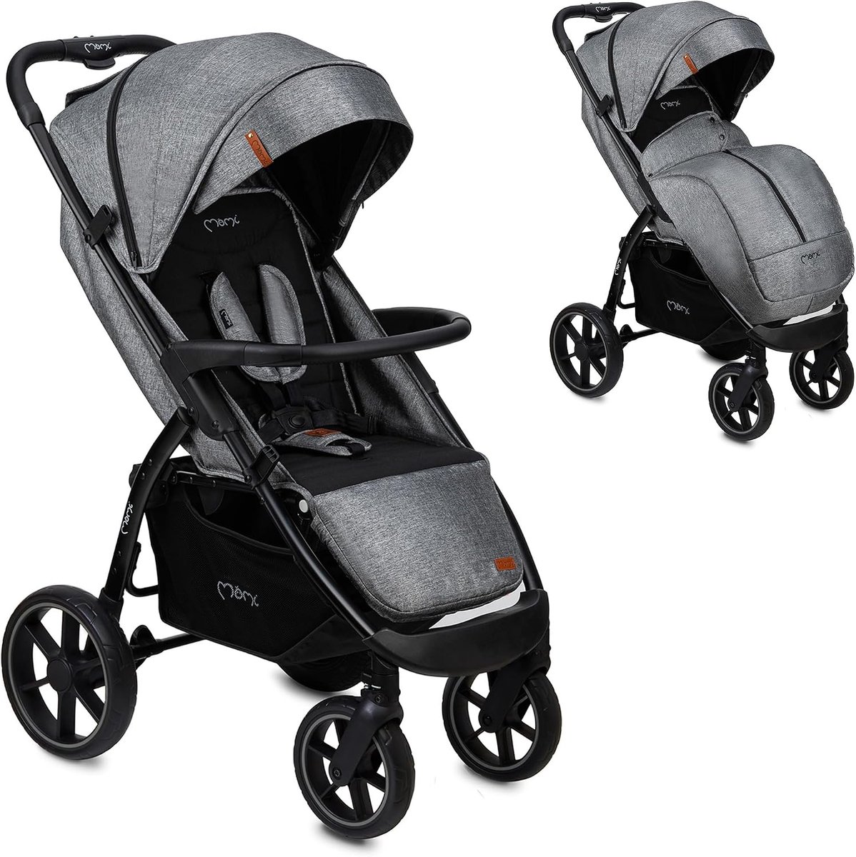 Kinderbuggy vanaf 6 maanden - verstelbare 5-punts veiligheidsgordel - met voetenzak en boodschappenmand - SnelShoppen