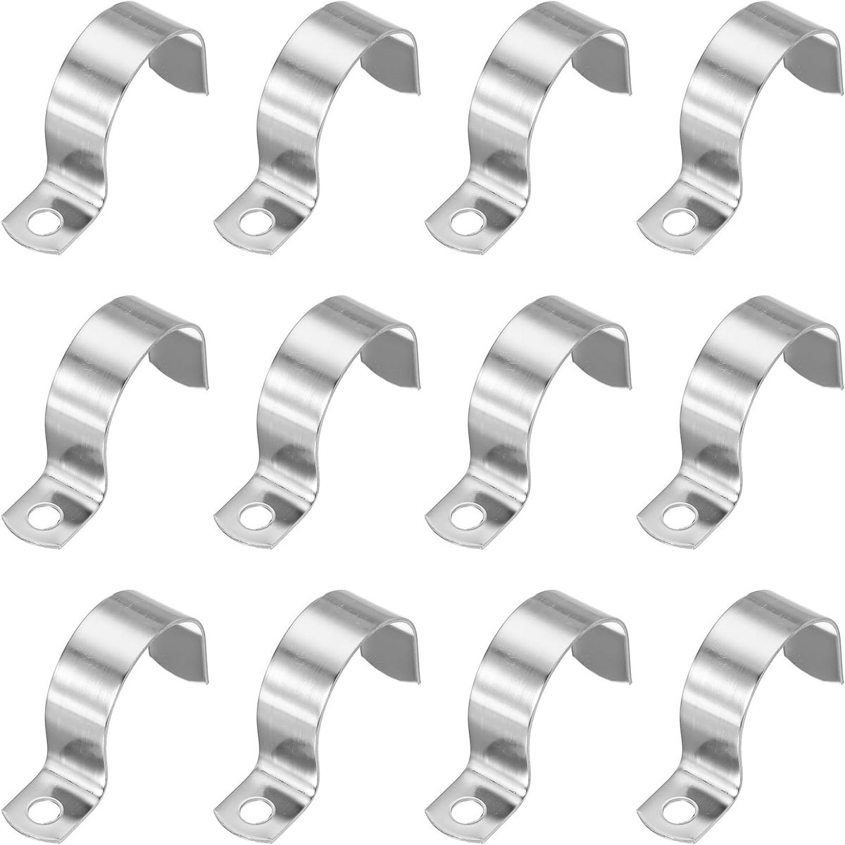 40 mm stijve pijpband, 12 stuks 304 roestvrijstalen buisklem 1 gat dikker U-beugel pijpklem buisriem voor buiskabel draadbevestiging, (1-4/7 inch)