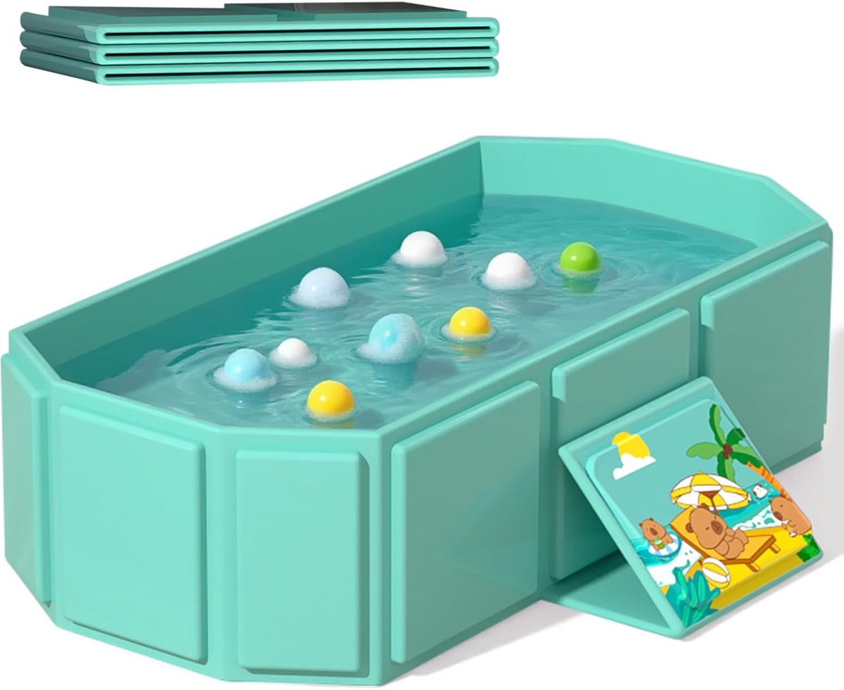 opvouwbaar babybadje, 74,9 x 45 x 24,9 cm, geschikt voor 0-6 jaar, roze/mintgroen (groen)