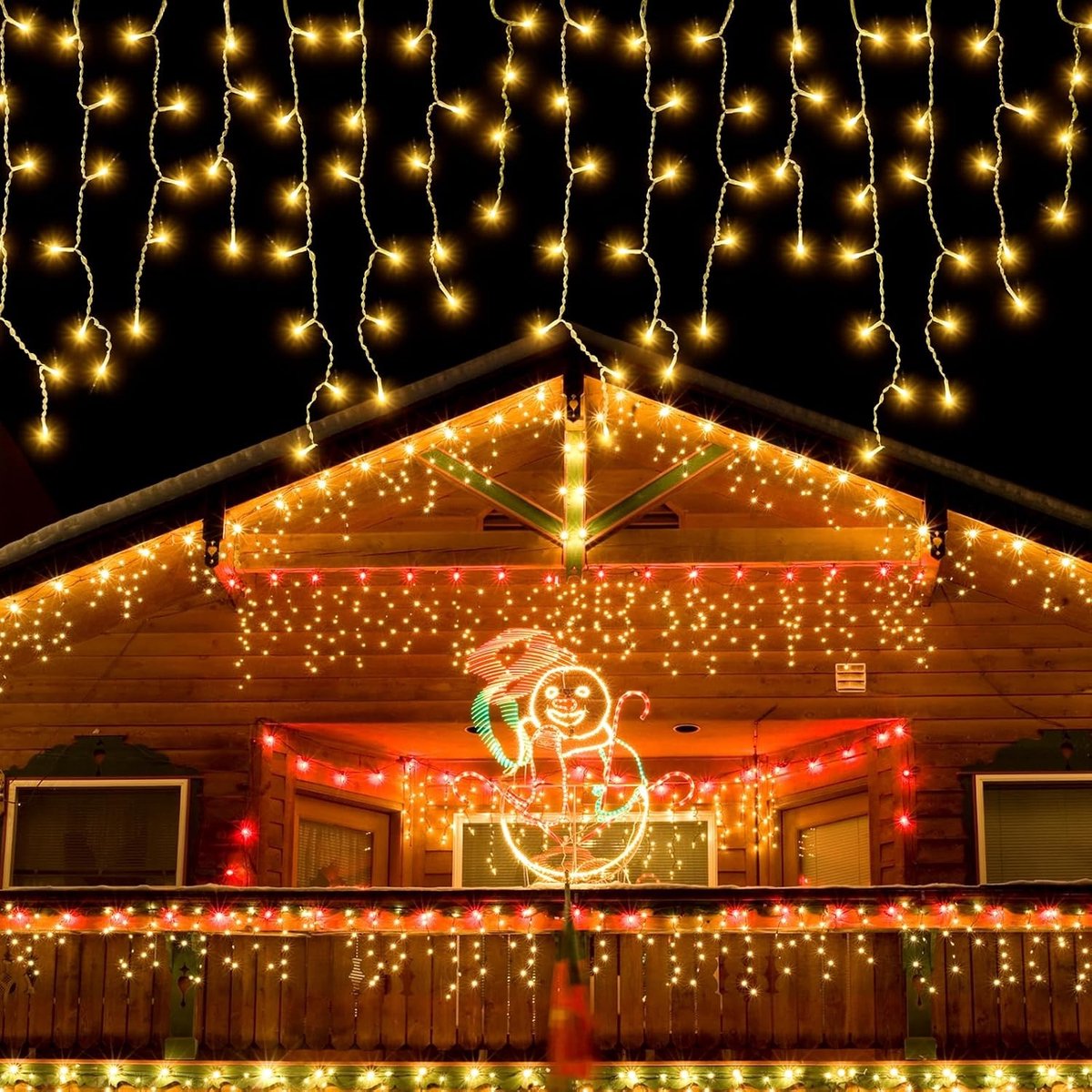 10 Meter Lange IJspegels Fairy Lights met 400 LEDs in Warm Wit, IP44 Waterdicht, 8 Verlichtingsmodi voor Kerst, Bruiloften en Feesten