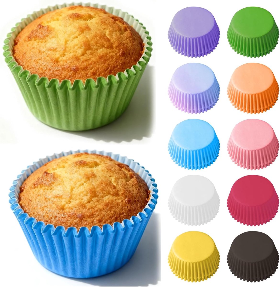 500 Stuks Mini Muffinvormpjes, 10 Kleuren Papieren Cupcake Vormpjes, Mini Muffin Decoratie Vormpjes voor Bakken, Feesten, Verjaardagen, Bruiloften en Desserts, 5 cm