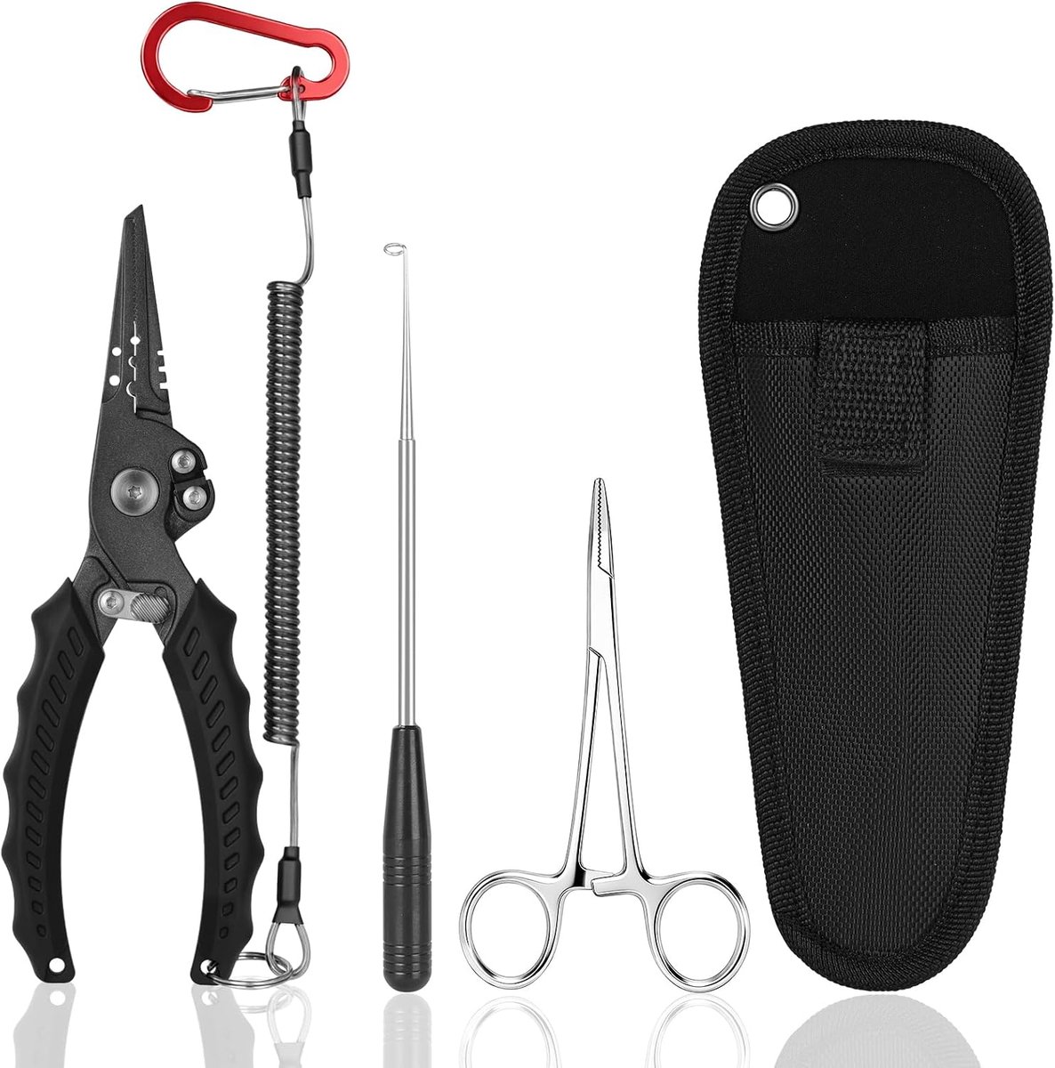 5-Delige Draagbare Vistangenset Met Koord En Etui, Inclusief Multitool, Gebogen Vistang En Onthaaktang Voor Het Verwijderen Van Haken En Splitringen, Viscadeau Voor Mannen