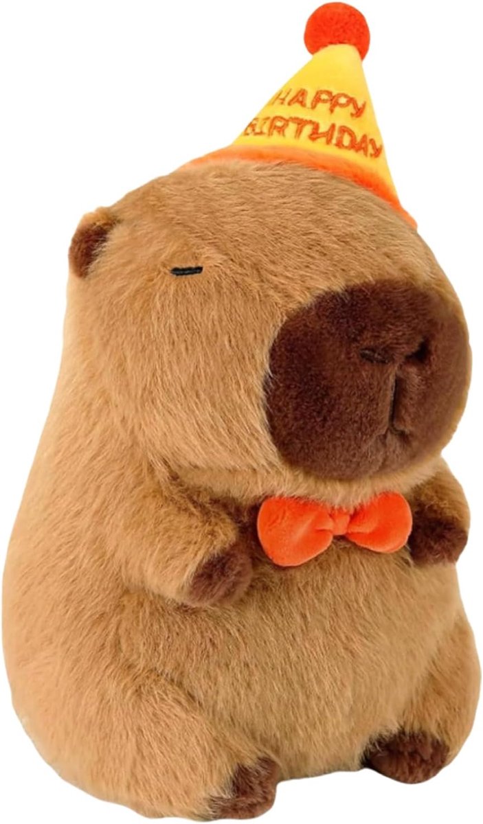 1 x Capybara pluche dier met hoed voor verjaardag, pluche speelgoed voor een vriend, kapibara voor feest