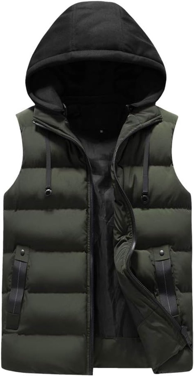 Heren Hooded Gilet Casual Winter Winddicht Gewatteerde Bodywarmer Outdoor Dikke Gewatteerde Puffer Body Warmer