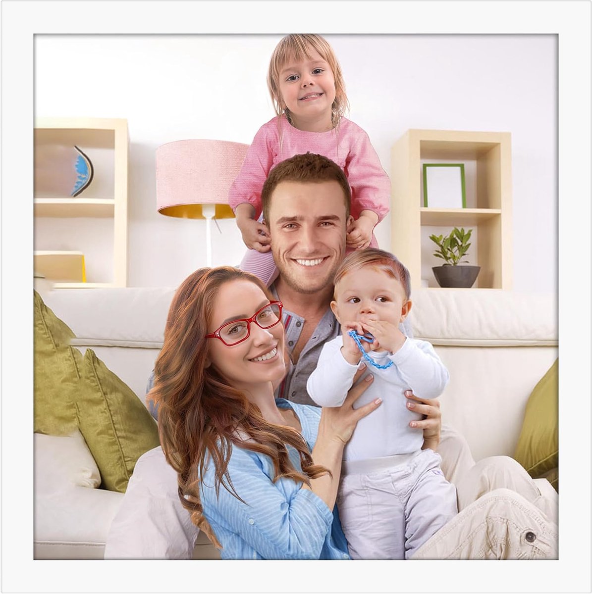 Witte fotolijst 20x20 cm - Moderne fotolijst voor vierkante foto's en afbeeldingen - lijst voor woonkamer, slaapkamer, werkkamer - wand- en tafelstandaard