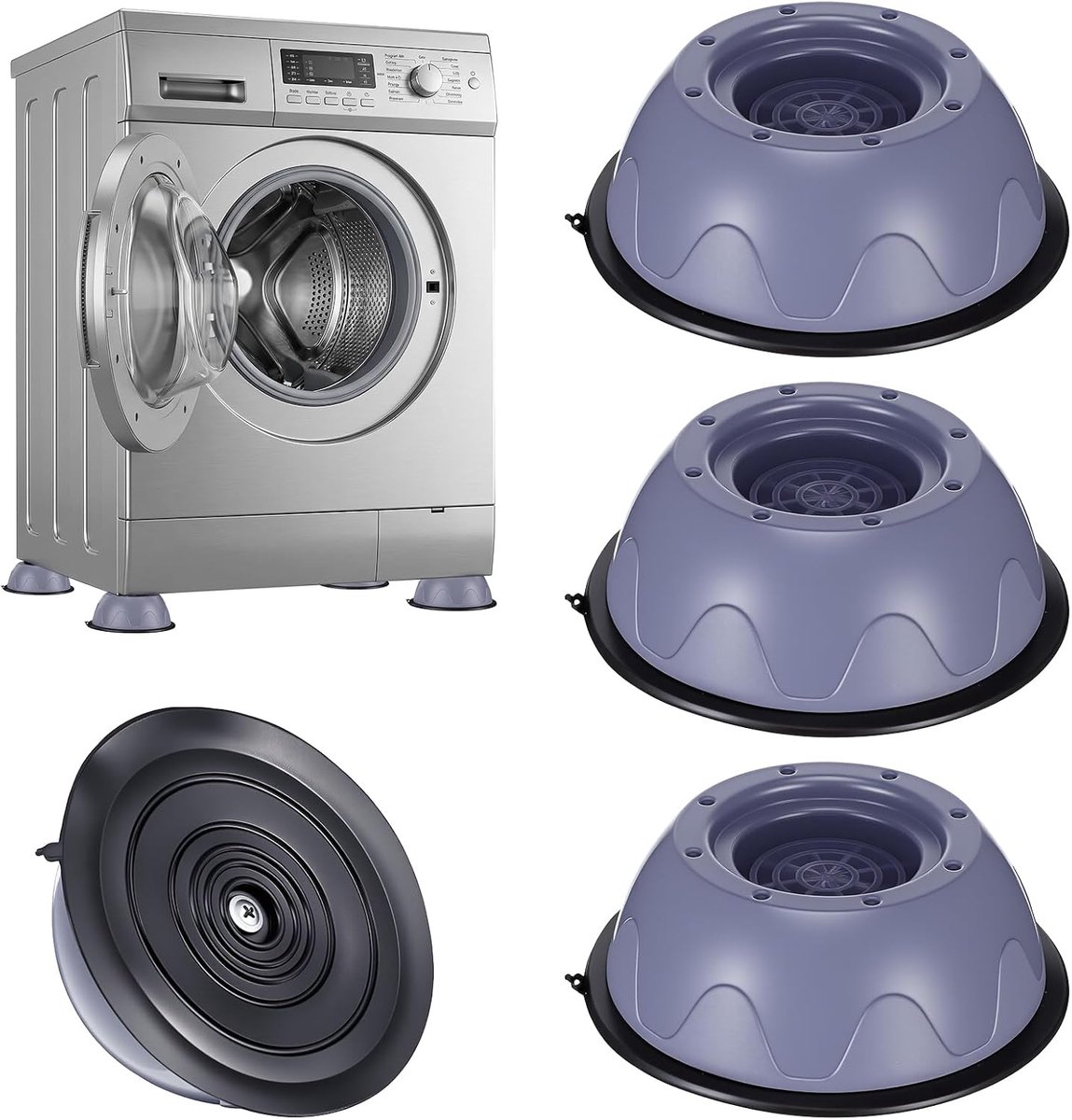 4 stuks wasmachinevoetjes, trillingsdemper wasmachine, 4,4 cm trillingsdemper, antislip wasmachinevoetjes, anti-vibratie, verlengt de levensduur