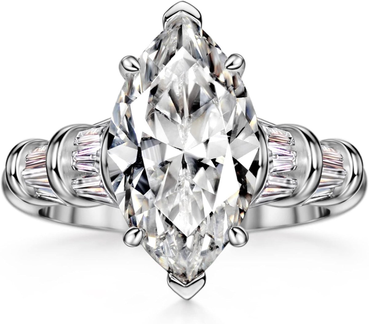 S925 6ct Marquise Cut Zirconia Verlovingsring Bruiloft Belofte Ring Sterling Zilveren Trouwring voor Vrouwen