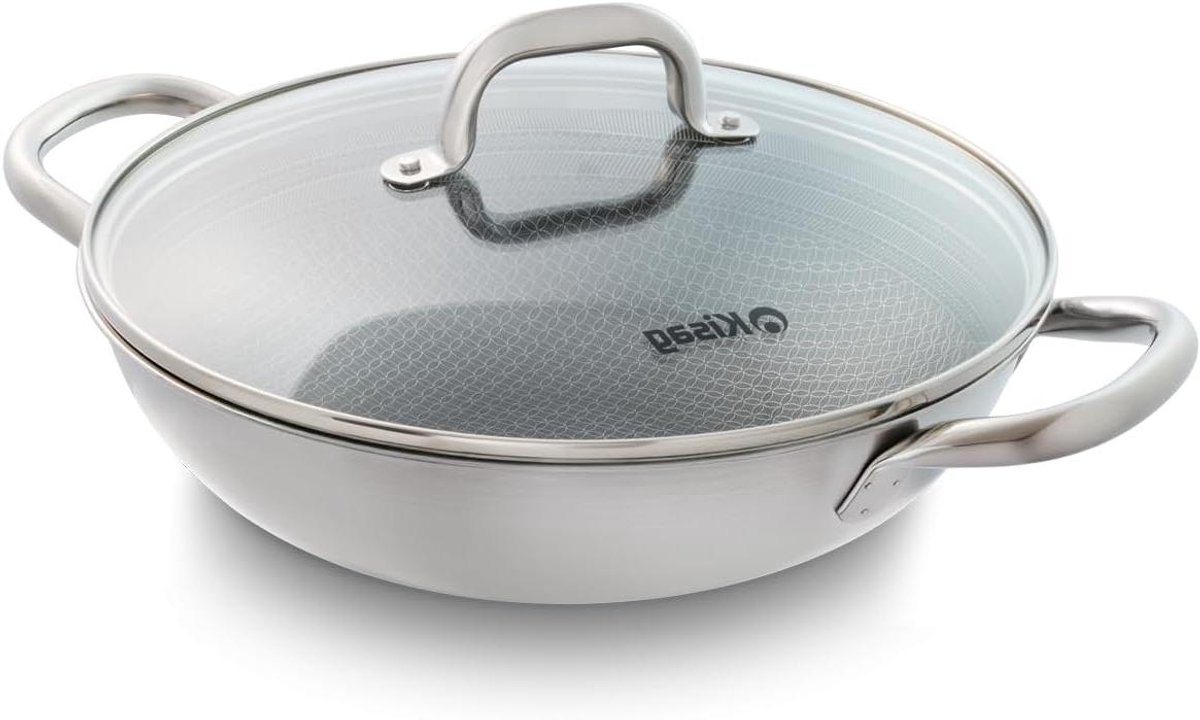 Wokpan OSAKA - Koekenpan Wok - Vetvrij Koken - Snelle Warmteverdeling - 28 cm - Zwart