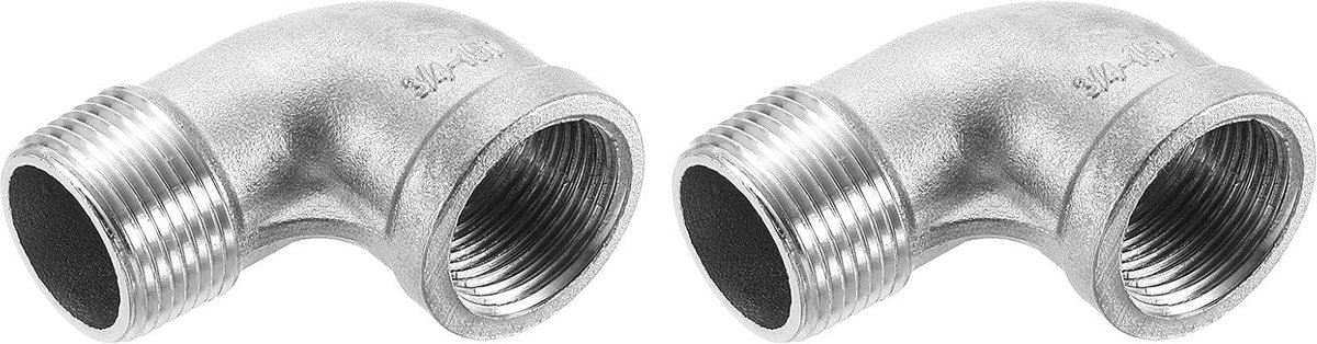 2 stuks roestvrij staal hoek 3/4" PT mannelijk x vrouwelijk 90 graden bocht binnendraad draadmontage buishoek buisverbinding hoekverbinder luchtslang PVC buis gietstuk