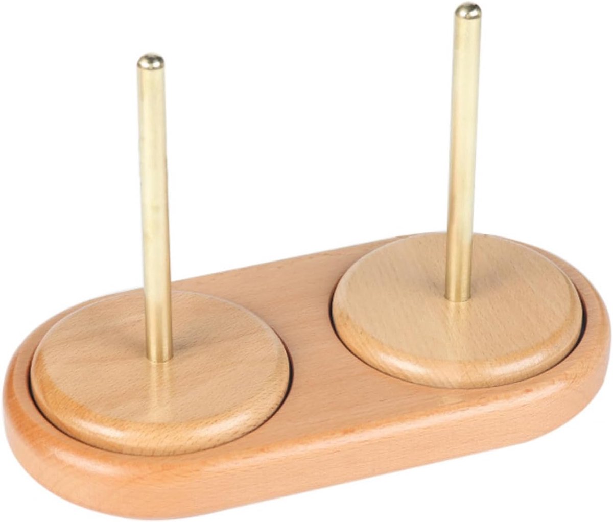 Garenhouderstandaard, Garenbalhouder van natuurlijk eikenhout, spoelen, draaiende garenhouder voor het haken, cadeau voor oudere vrouwen – 23,37 * 15,49 cm