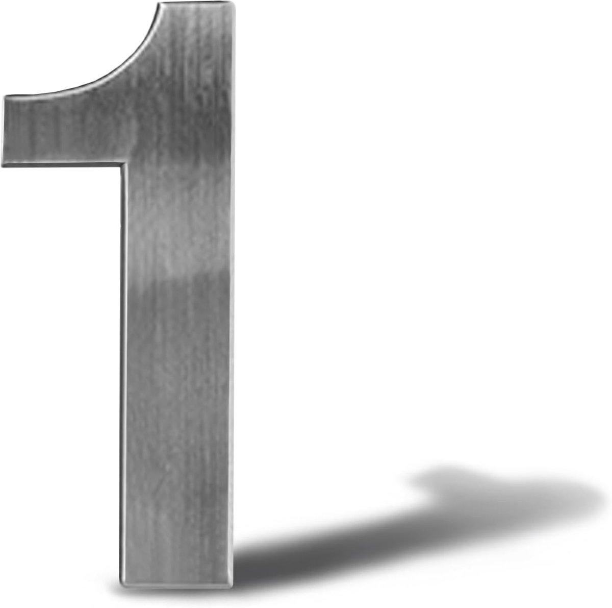Huisnummer van roestvrij staal zelfklevend - lengte 12 cm - huisnummers om te lijmen - cijfers metaal - Metallic digitaal wit geborsteld ontwerp (1)