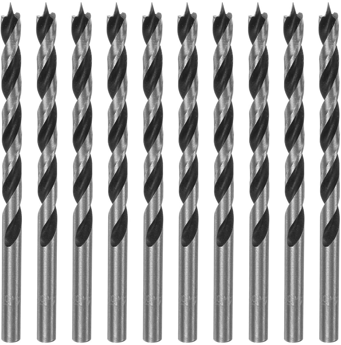 Brad Point, 10 stuks, 4,5 mm (11/64 inch), diameter rechte schacht, ronde schacht, metrische boorpunt, boordiepte, spiraalboor voor timmerman, hout, kunststof, rubber