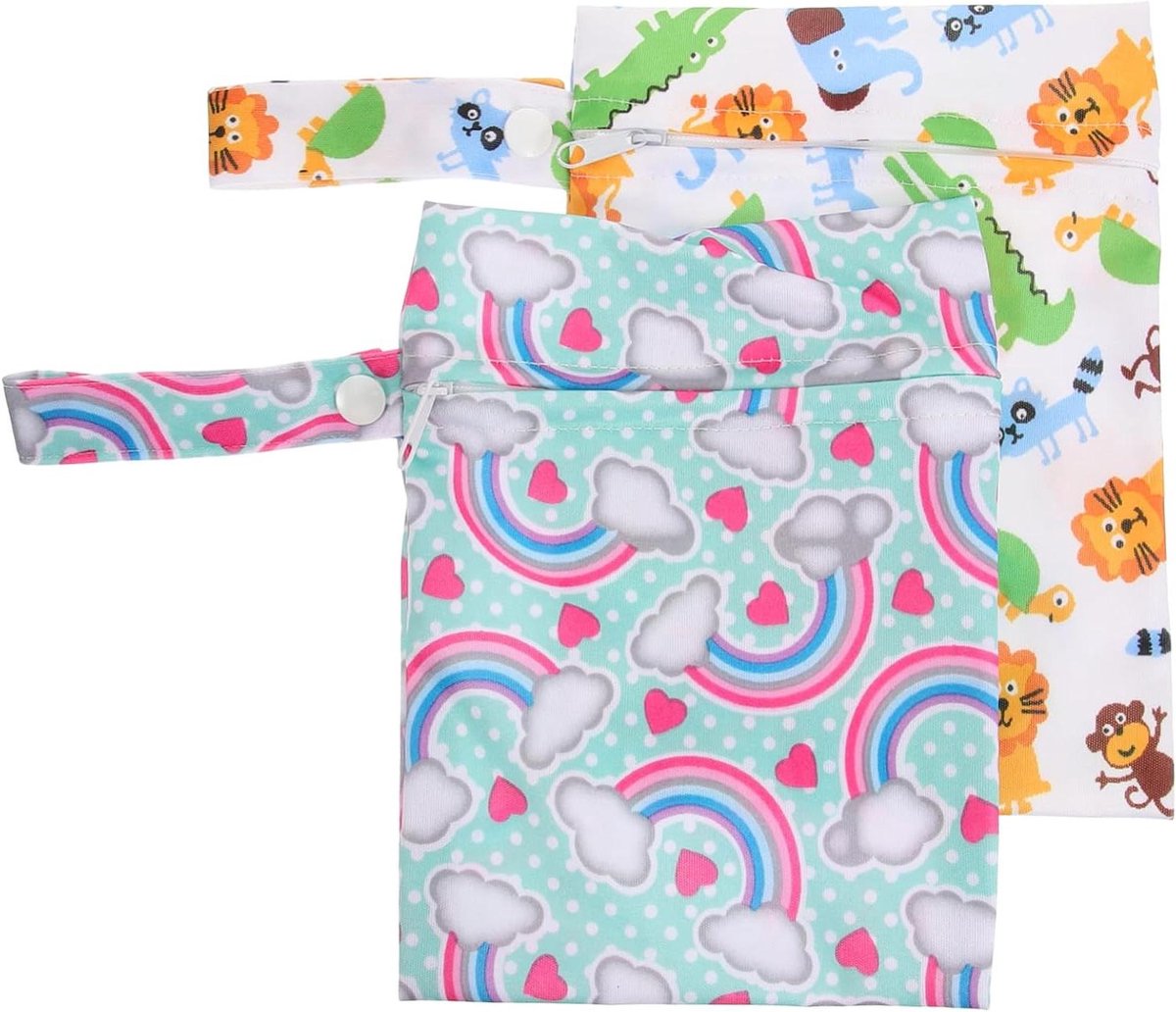 Luierzakken Stoffen - Opbergtas Luiers - Baby Verzorging - Met Cartoon Prints - 20x25CM - Diverse Kleuren