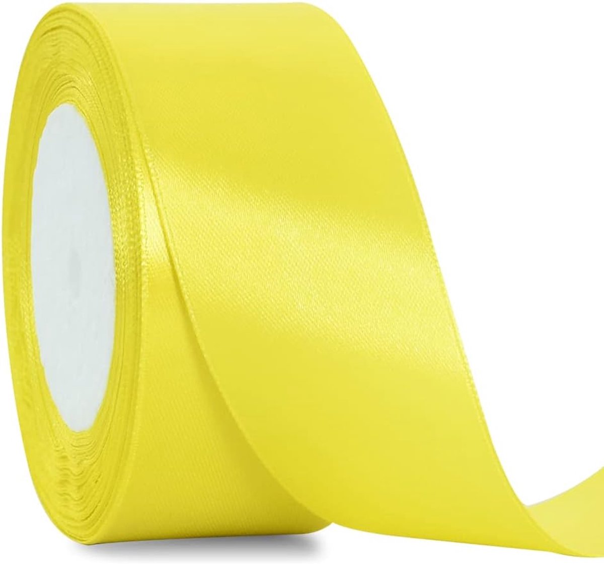Satijnband lichtgoudkleurig, breed, massief stoffen lint voor bruiloft, auto, snijden, ceremonie, grote opening, stoelvet, haarnaaien, handwerk, feest, decoratie-citroen 4cm x 20m