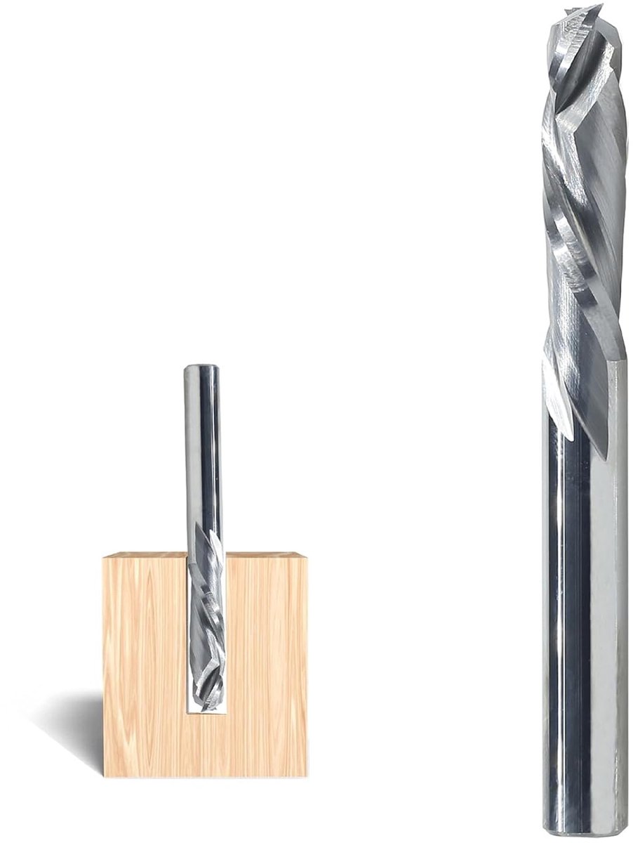 Spiraalgroeffrees, 8 mm schacht, Up&Down compressions gesneden CNC VHM spiraalfrees voor bovenfrees, 8 mm met snijdiameter, 32 mm snijlengte, houtfrees voor het snijden van hout