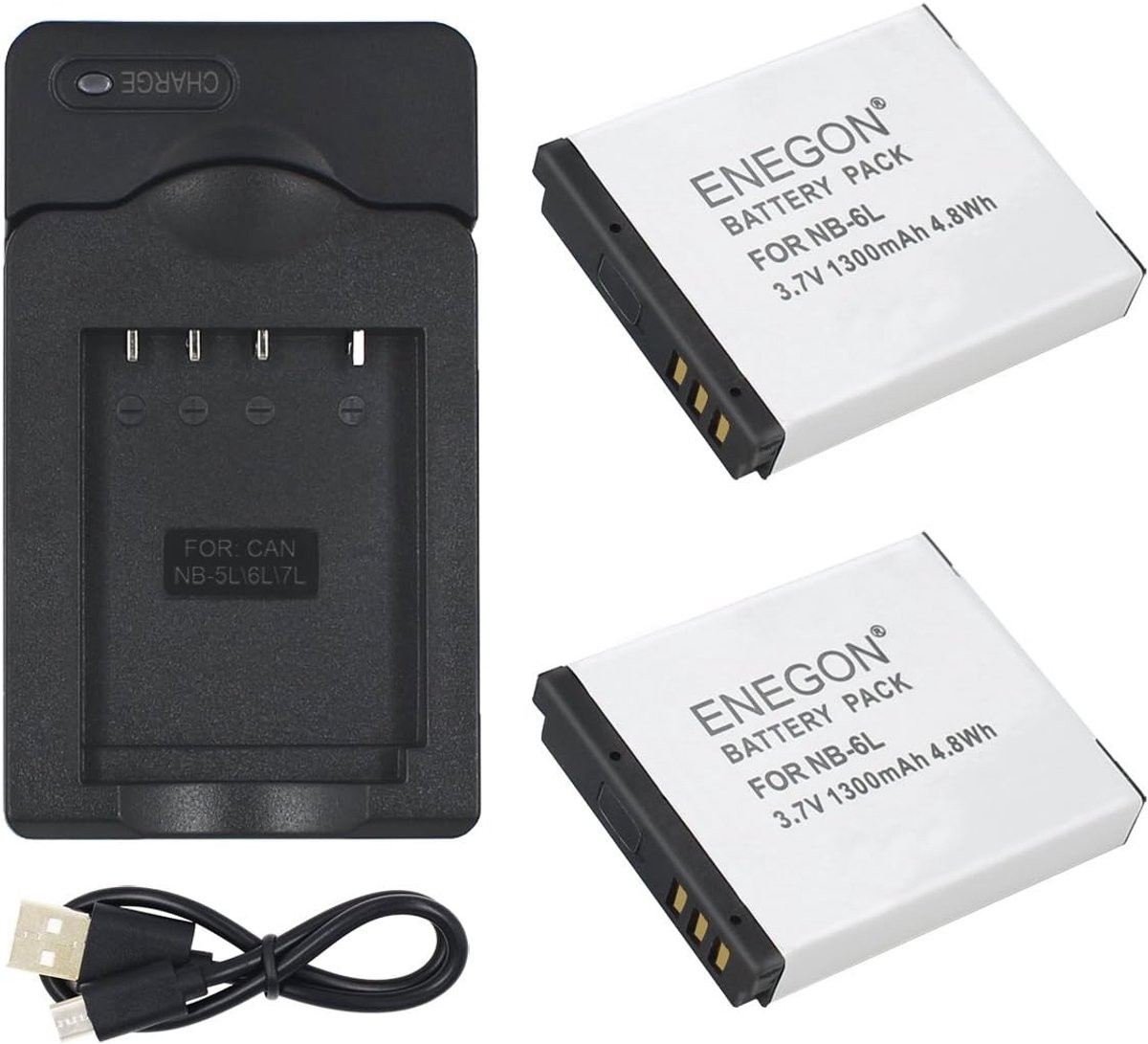 Vervangende Batterijen en Snelle USB Oplader voor Canon PowerShot Camera's - Compatibel met NB-6L, NB-6LH, SX510 HS, SX500 IS, SX700 HS, SX280 HS, SX260 HS, SX170 IS