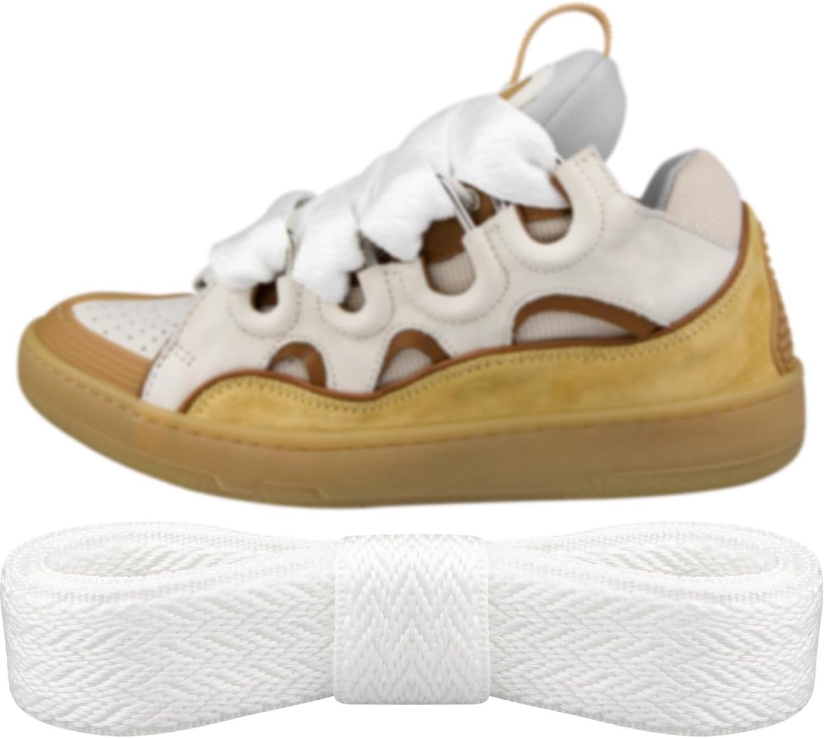 3CM Veters voor Lanvin Curb Sneakers met Franjes, Breed Platte Vervangende Schoenveters Laces voor Schoenen