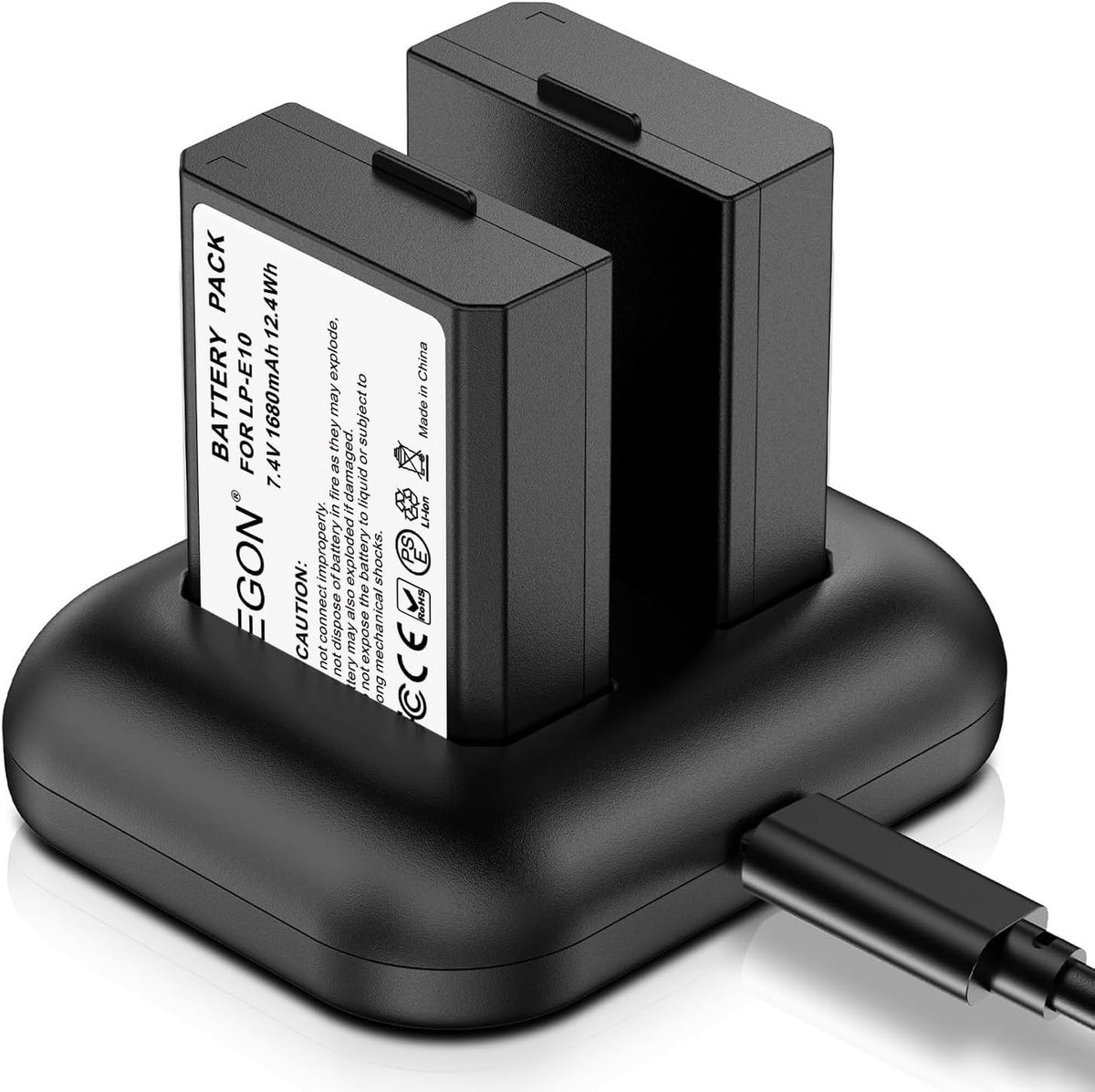 Vervangende Batterij en Snelle USB Oplader voor Canon LP-E10, Geschikt voor EOS Rebel T3, T5, T6 en Meer Camera's