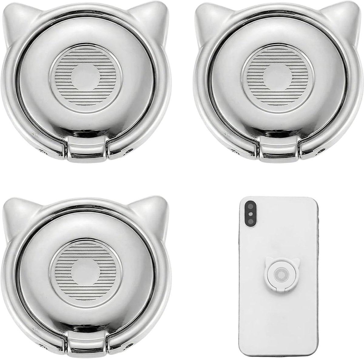 3 stuks mobiele telefoonringhouder, kattenmotief, 180 graden rotatie, vingerhouder voor mobiele telefoon, universele ringhouder voor mobiele telefoon