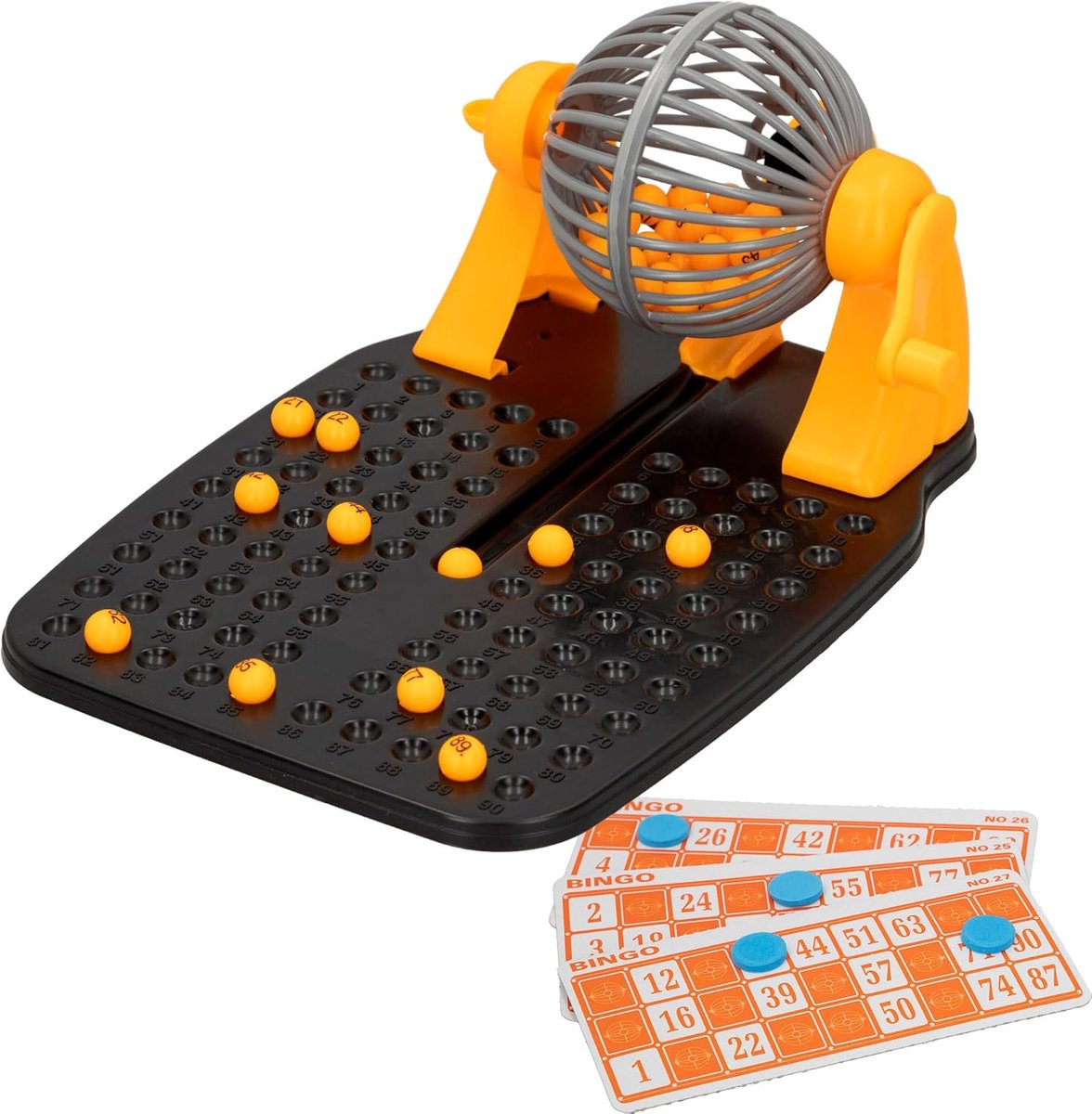 Bingo loterijspel, gezelschapsspel voor kinderen, 90 ballen en 24 dozen, afmetingen 17 x 24 x 12 cm, + 2 spelers + 5 jaar