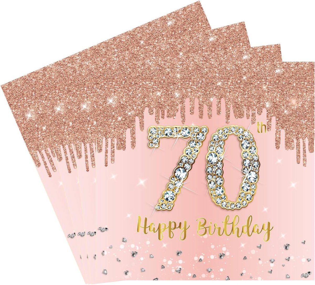 70e verjaardag servetten roze en goud, 70e verjaardag servetten voor vrouwen dames voor haar, 20 verpakkingen roze feestservetten voor tafeldecoraties