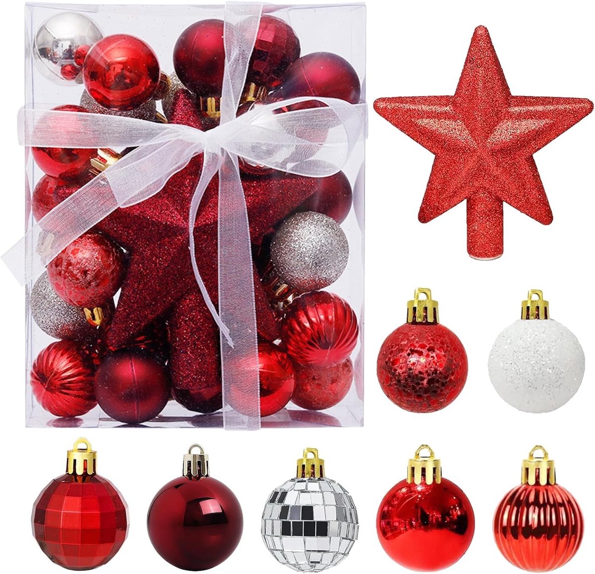 Kerstballen 29 stuks - kunststof - robuust en onbreekbaar - veilig voor binnengebruik - ShopVlot