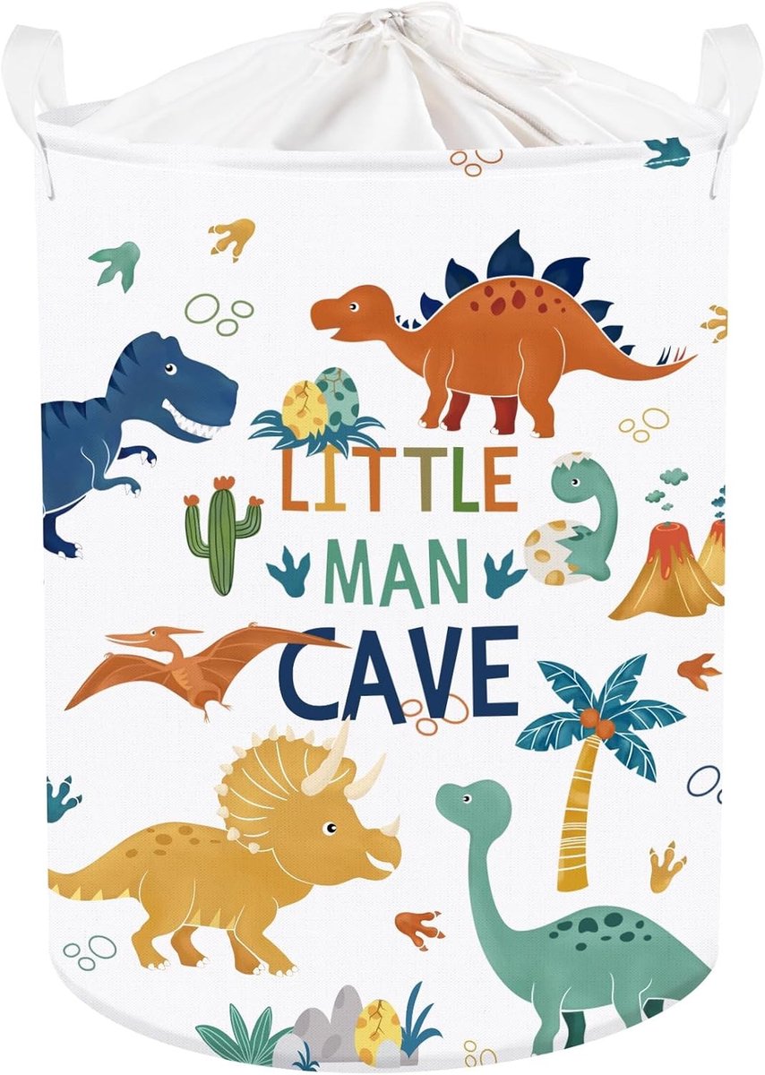 Grote Vouwbare Wasmand met Dinosaurusthema voor Jongens en Meisjes - Ideaal voor Kleding, Speelgoed en Badkameropslag, Waterdicht en Praktisch met Handvat