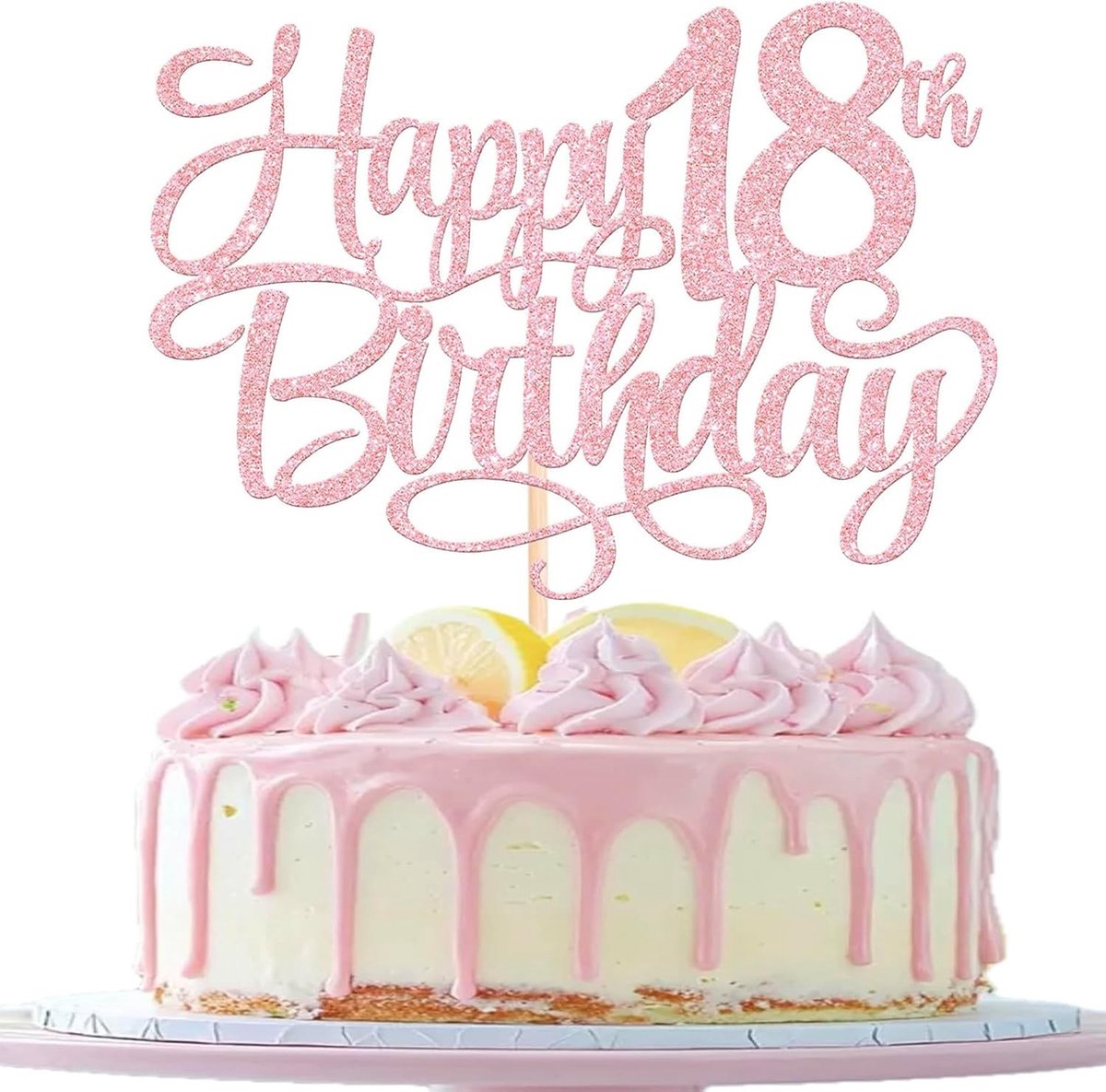 Verjaardagstaart topper 18 jaar - roze geluksgetal - feestelijke decoratie - maakt je taart aantrekkelijker - ShopVlot