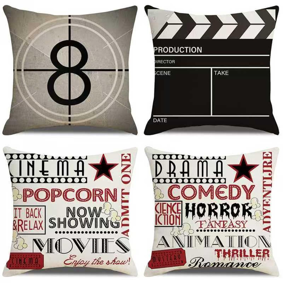Omgoods - Set van 4 Kussenhoezen 45 x 45 cm Geometrisch Patroon