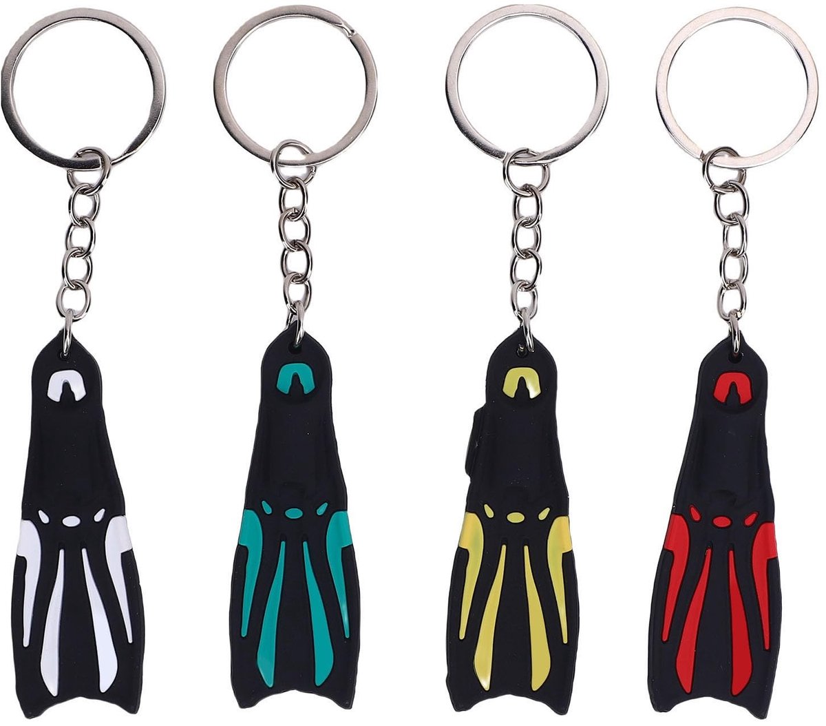 Omgoods - 4 Stuks Siliconen Zwemvin Sleutelhangers voor Duikliefhebbers