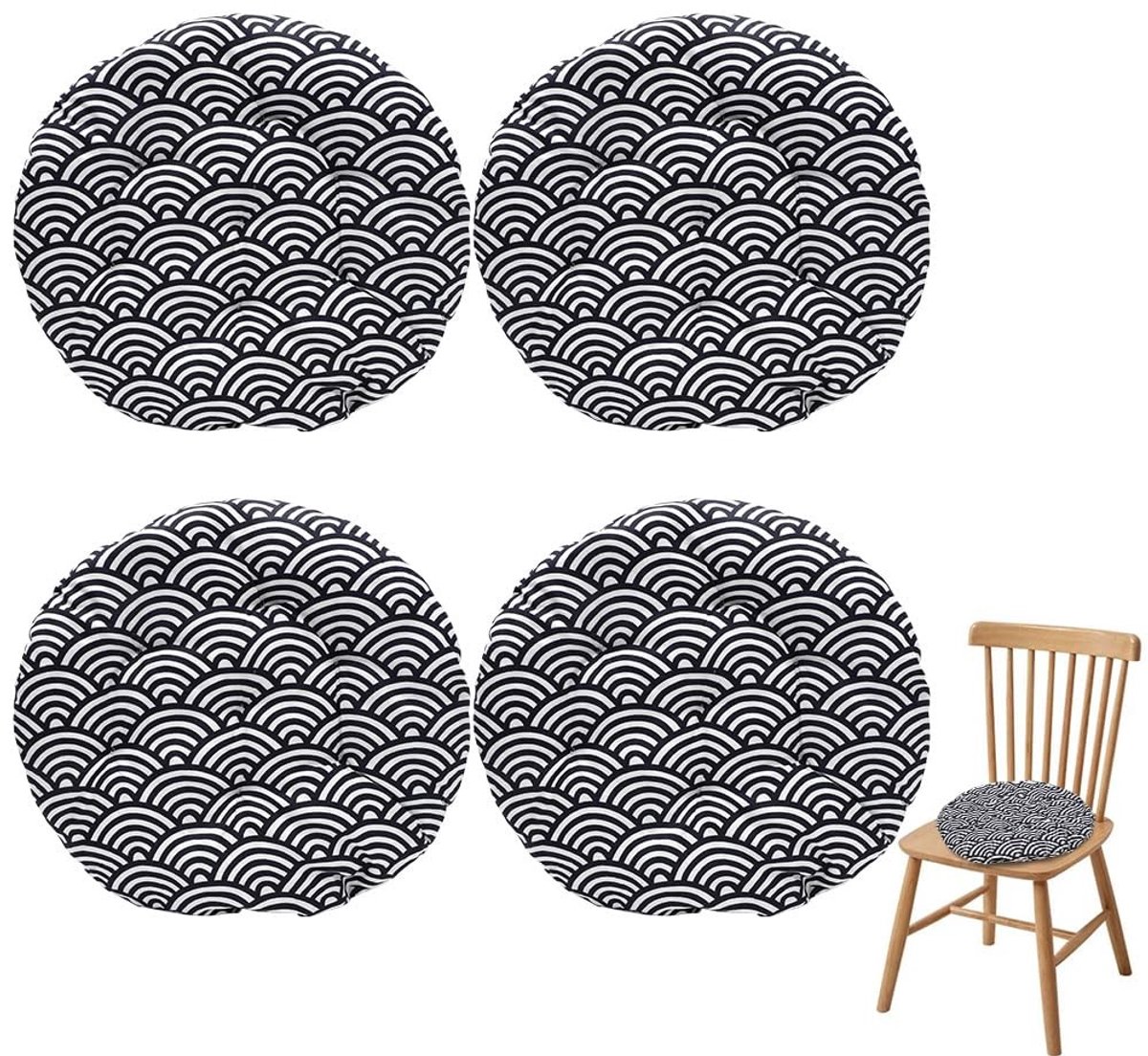 Omgoods - Set van 4 Ronde Stoelkussens 40 x 40 cm voor Binnen en Buiten