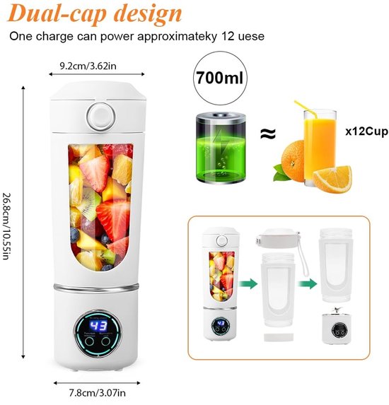 Omgoods - Draagbare Blender 700ML met RVS Messen voor Smoothies — afbeelding 3