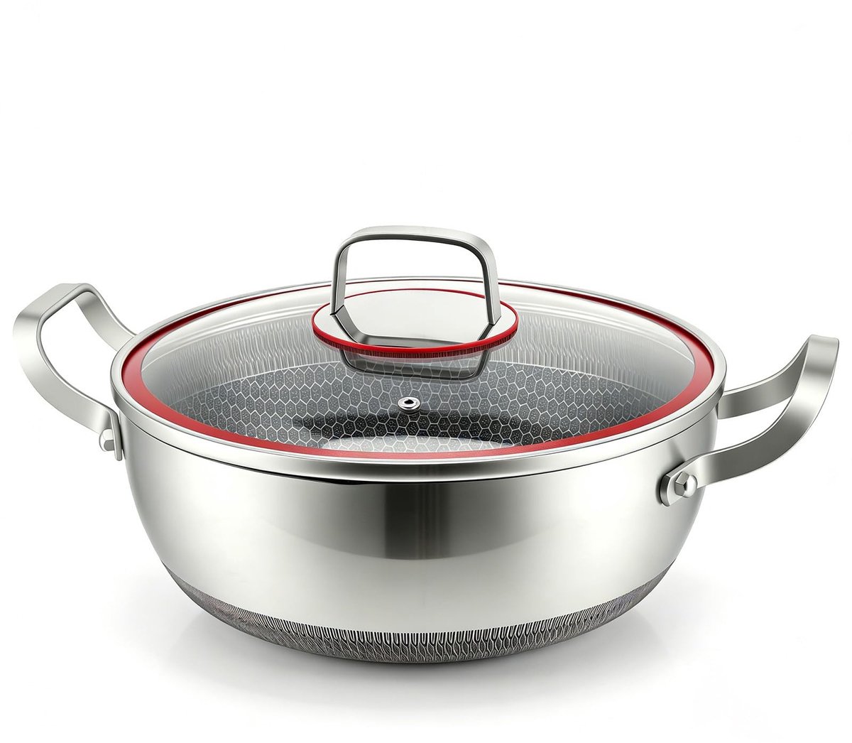 Omgoods - Hoge Rand Sautépan met Glazen Deksel en Antikleef Coating