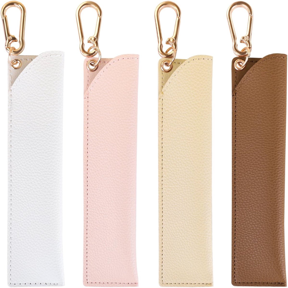 Omgoods - 4-pack Lederen Pennenhouder voor Lanyard - Diverse Kleuren