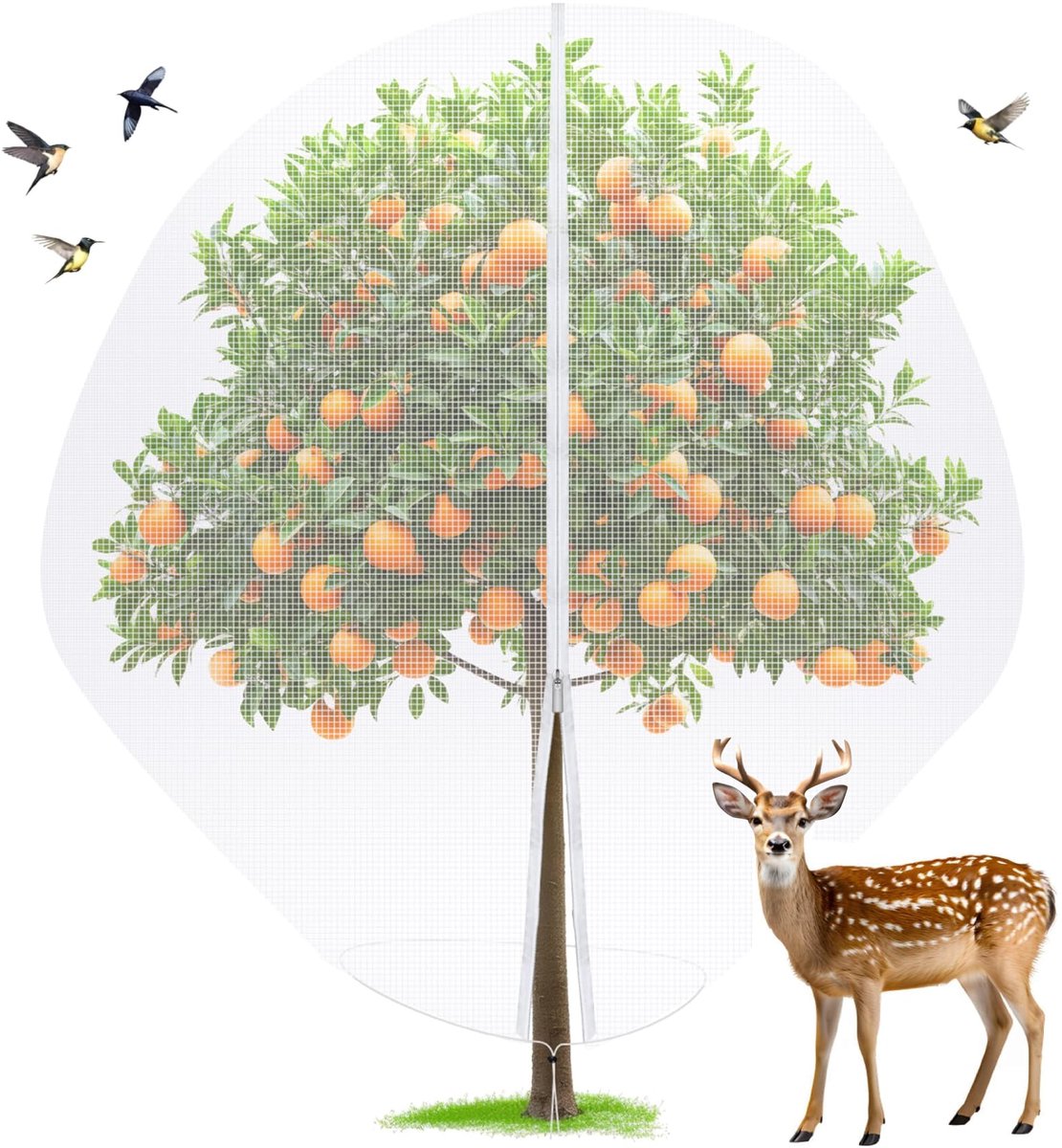 Omgoods - Fruitboom Beschermnet 3 x 3 m met Rits en Koord