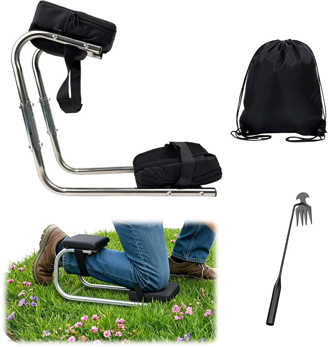Omgoods - Kniebank voor de tuin - Ergonomische kniebescherming met zitfunctie