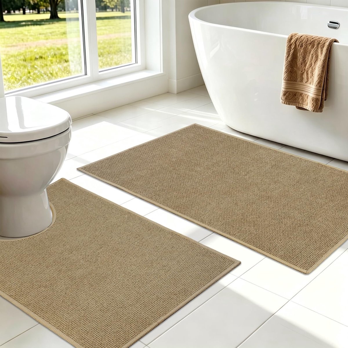 Omgoods - 2-Delige Antislip Badmat Set - Wasbare en Waterabsorberende Badmatten