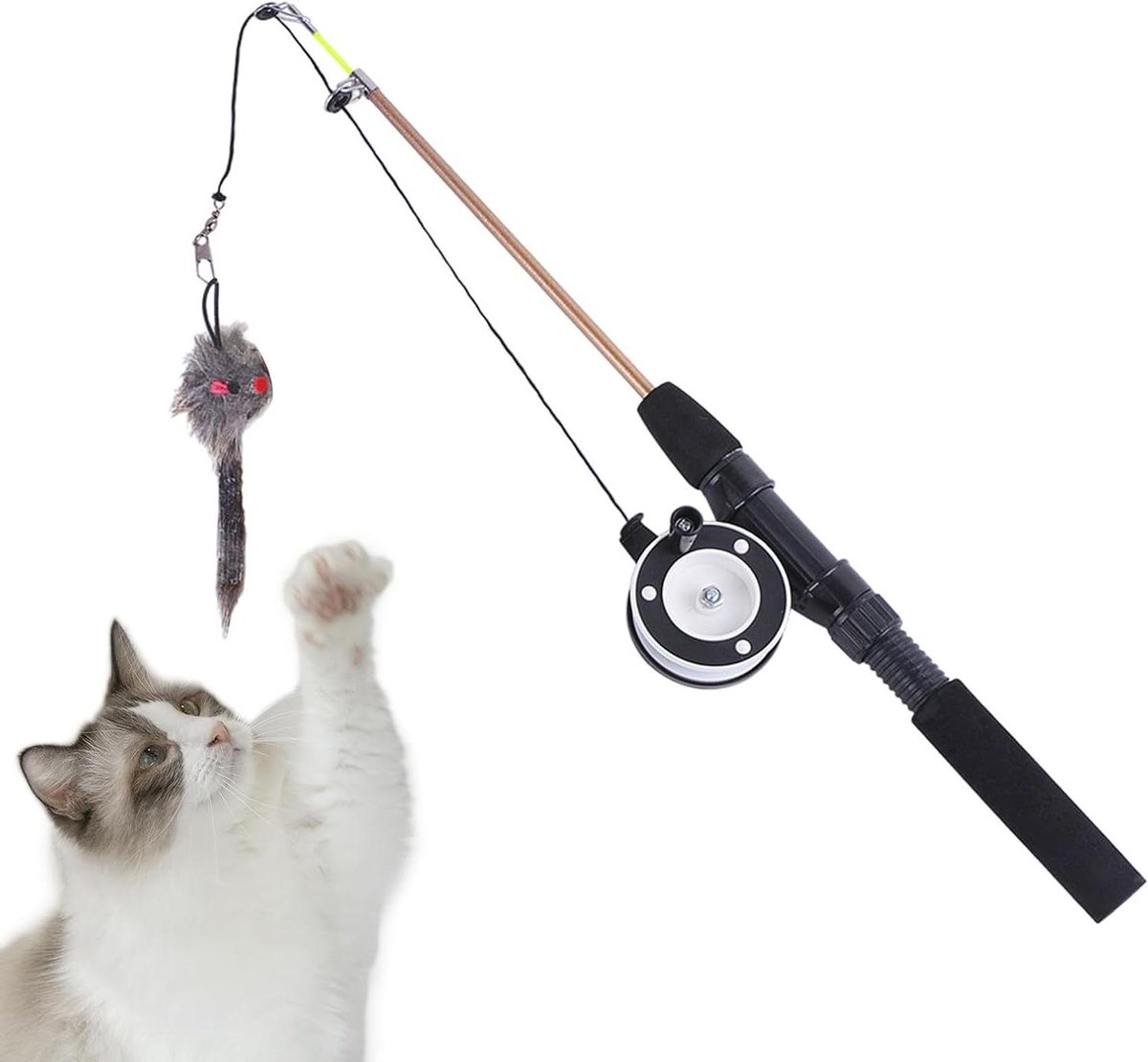 Kattenhengel Speelgoed - Kattenhengel Cat Teaser - Spelen met Katten - Intrekbaar Ontwerp - 40-72 cm - Eekhoorn