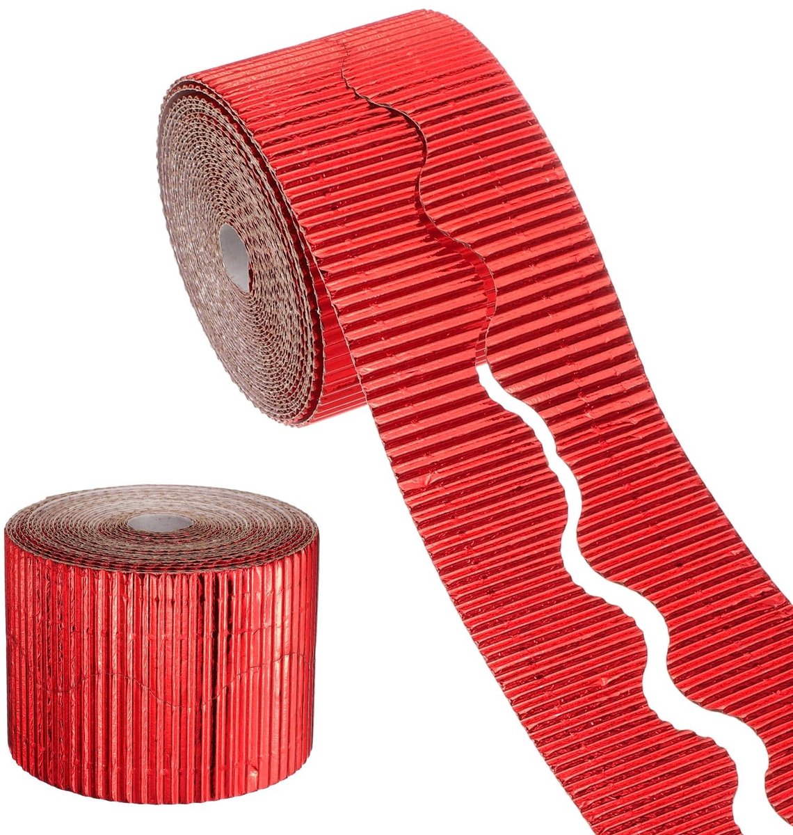 Omgoods - Stikbord van Golfkarton met Decoratieve Golvende Rand - Rood