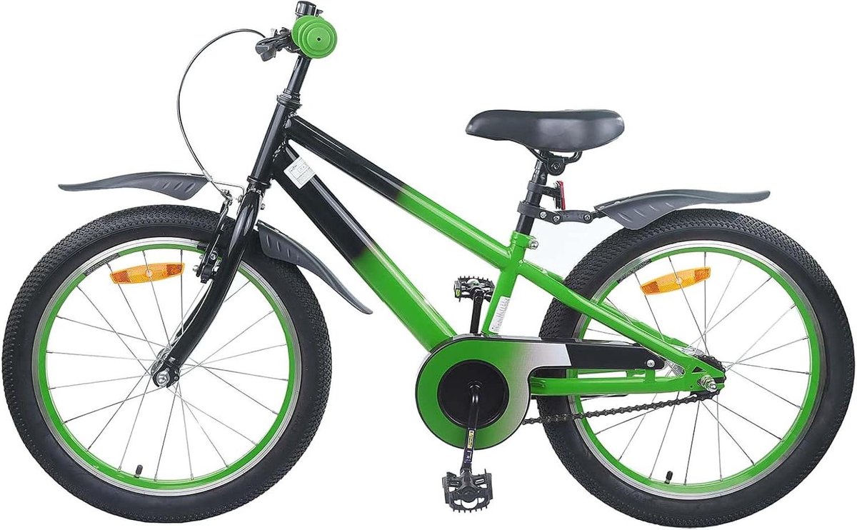 Kinderfiets 20 Inch sfiets sfiets Buiten Spelen Stevig Stalen Frame 20 Inch Groen Zwart