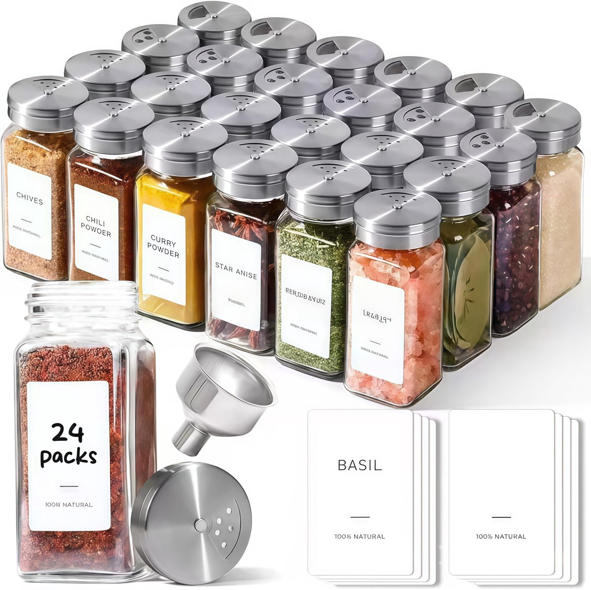 Omgoods - Kruidenpotjes Set van 24 - 150 ml Glas