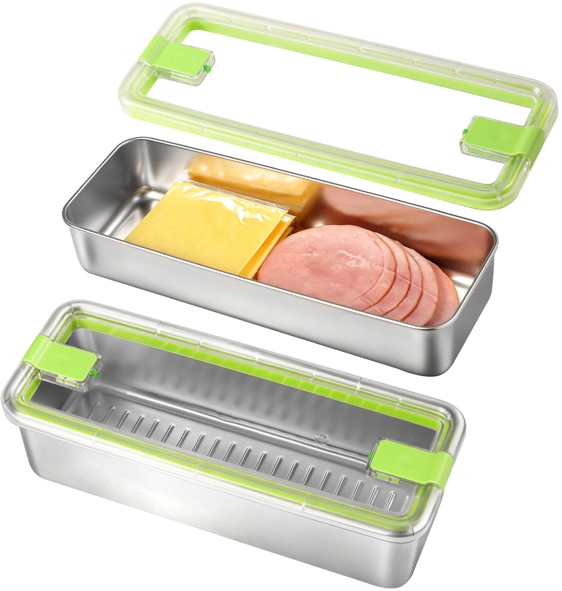 Omgoods - RVS Voedselopslagcontainers met Deksel Set van 2 (1100ml + 1600ml)