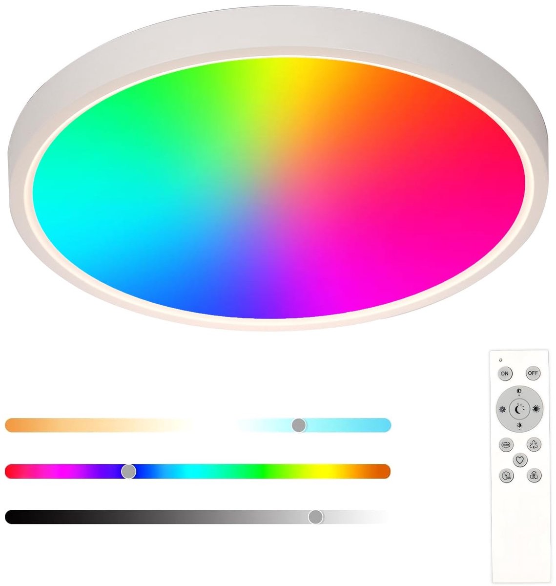 Omgoods - Dimbare LED Plafondlamp met RGB en Afstandsbediening, 24W