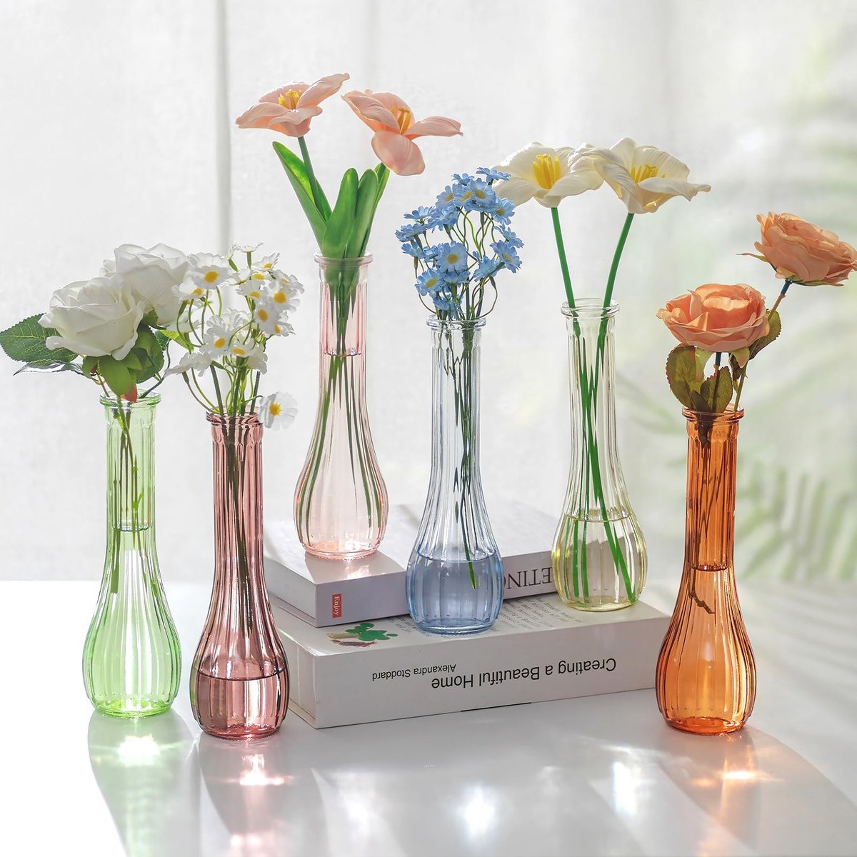 Omgoods - Set van 3 Glazen Vazen voor Bloemen