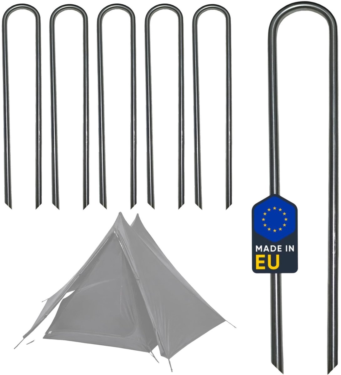 Omgoods - RVS Tentsteken, Set van 6, 30 cm voor Duurzame Bevestiging
