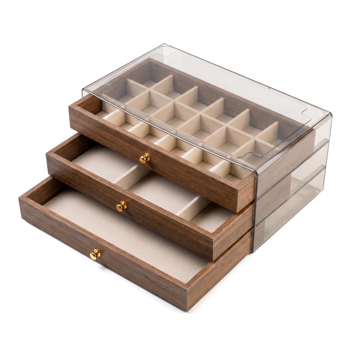 Omgoods - Houten Sieradenkistje met 3 Niveaus voor Organisatie