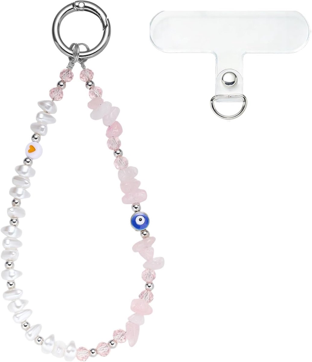 Boze Oog Telefoon Charm met Kralen en Kristal | Leuke Polsband en Sleutelhanger voor Vrouwen | Mobiele Accessoires en Tasdecoratie
