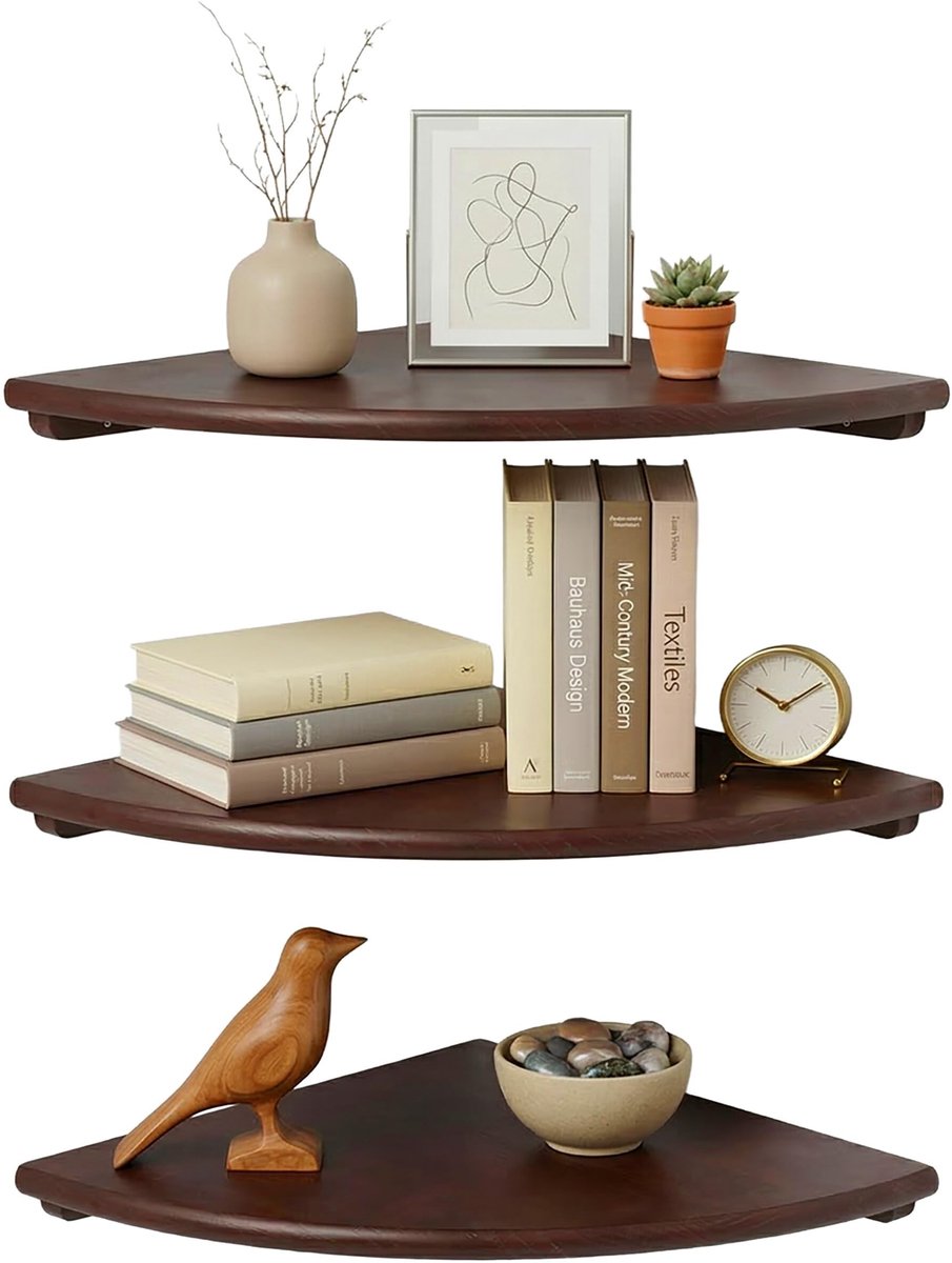 Omgoods - Hoekplank van Walnoot Hout met Diverse Maten