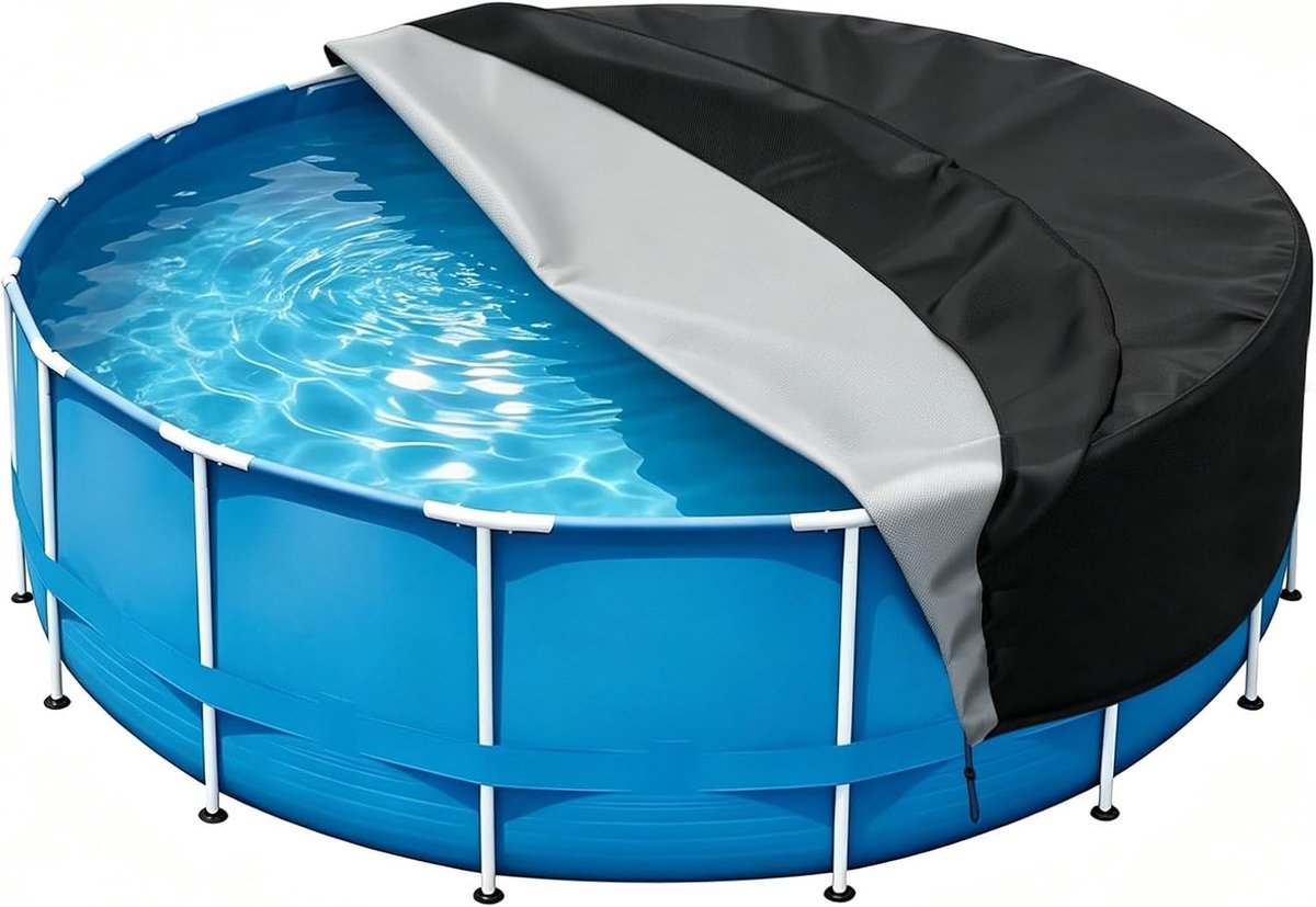 Ronde zwembadafdekking 190 x 70 cm, 420D UV-bestendig, weerbestendig, stofdicht en geschikt voor 4-persoons whirlpool, zomer en winter bescherming